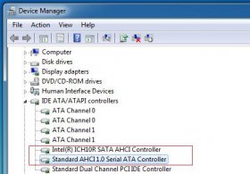 Также проверьте, что в диспетчере устройств (Control Panel- Device Manager ) в разделе IDE ATA/ATAPI controllers имеется контроллер с названием AHCI. Если такой контроллер имеется, значит ваша система работает в режиме AHCI.